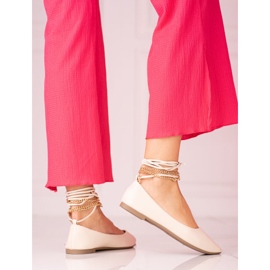 Beige Shelovet-Ballerinas für Damen mit Ketten 1