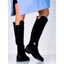 Bequeme schwarze Vinceza Öko-Wildlederstiefel für Damen 1