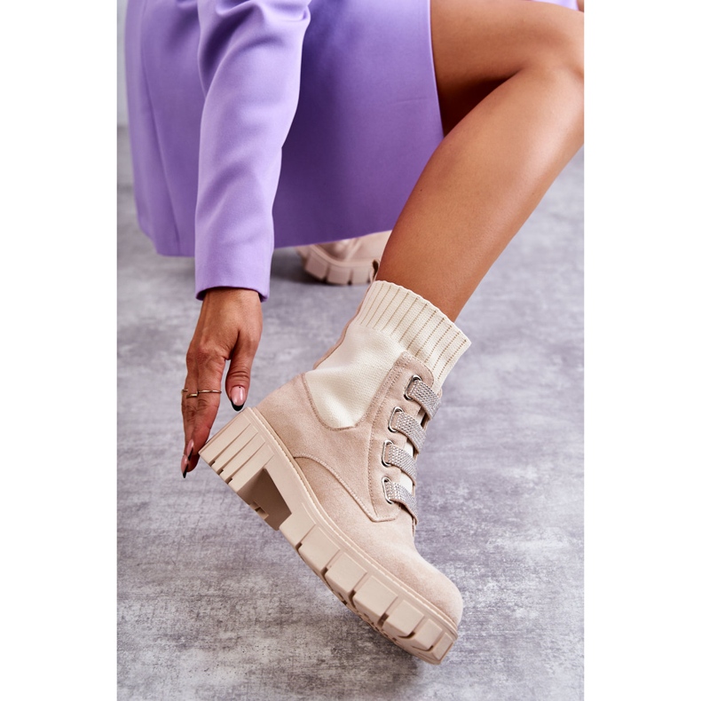 PS1 Hope Beige Wildleder Slip-On Socken Stiefel 1