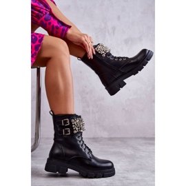 PG1 Damen Booties mit Ornamenten gebunden schwarz Leonese 1
