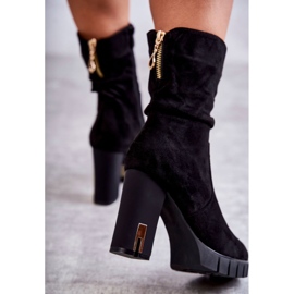 PG1 Wildleder Hohe Stiefel Auf Einem Absatz Schwarz Volter 2