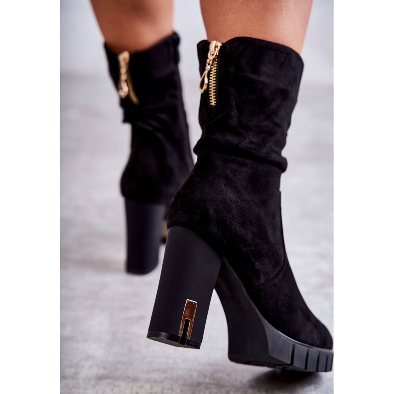 PG1 Wildleder Hohe Stiefel Auf Einem Absatz Schwarz Volter 2