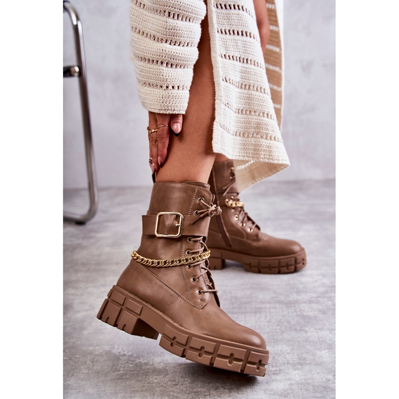 PG1 Modischer Arbeiterstiefel mit brauner Solesso-Kette 2