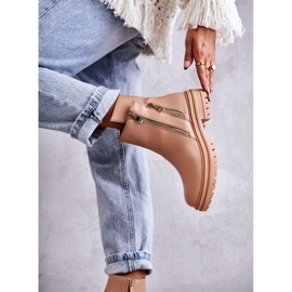 PG1 Damen Lederstiefel mit Reißverschluss Beige Navarra 2