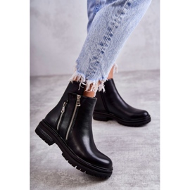 PG1 Damen Lederstiefel mit Reißverschluss Schwarz Navarra 2