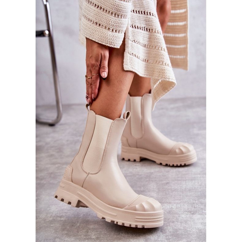 PG1 Klassische High Workers Beige Bassti Stiefel 1