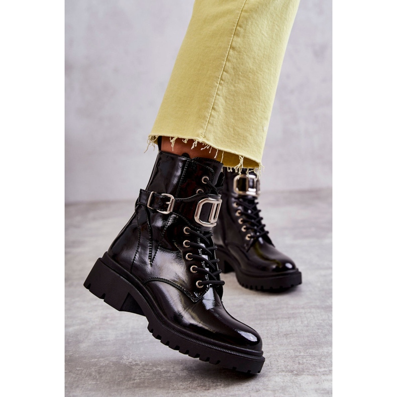 PG1 Lackierte warme Damenstiefel Schwarz Costello 2