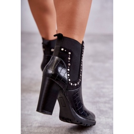 PG1 Schwarz Wissey Snake Snake Stiefel auf einem Pfosten 2