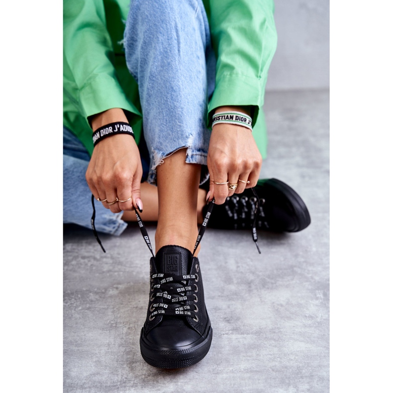 Damen Ledersneaker Big Star KK274106 Schwarz 2