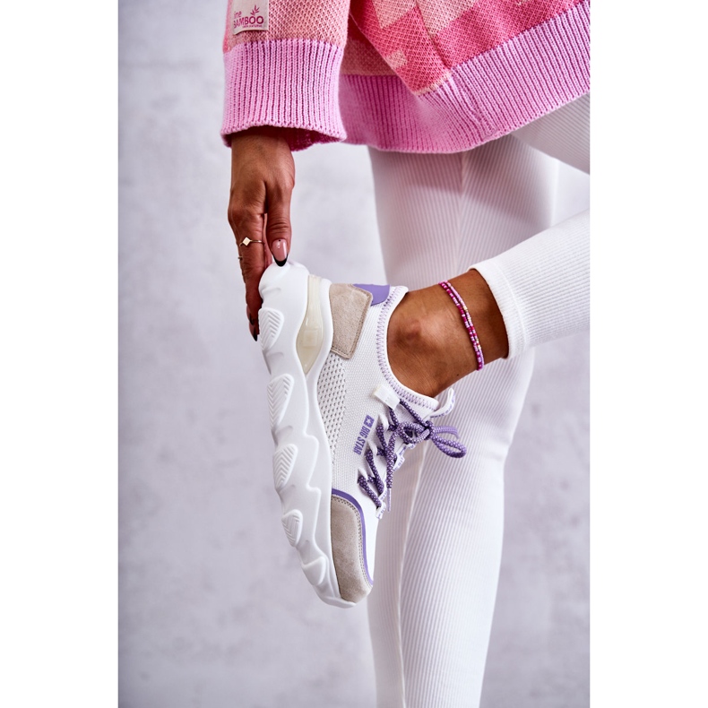 Damen Sneakers Memory Foam System Big Star KK274029 Weiß violett 1
