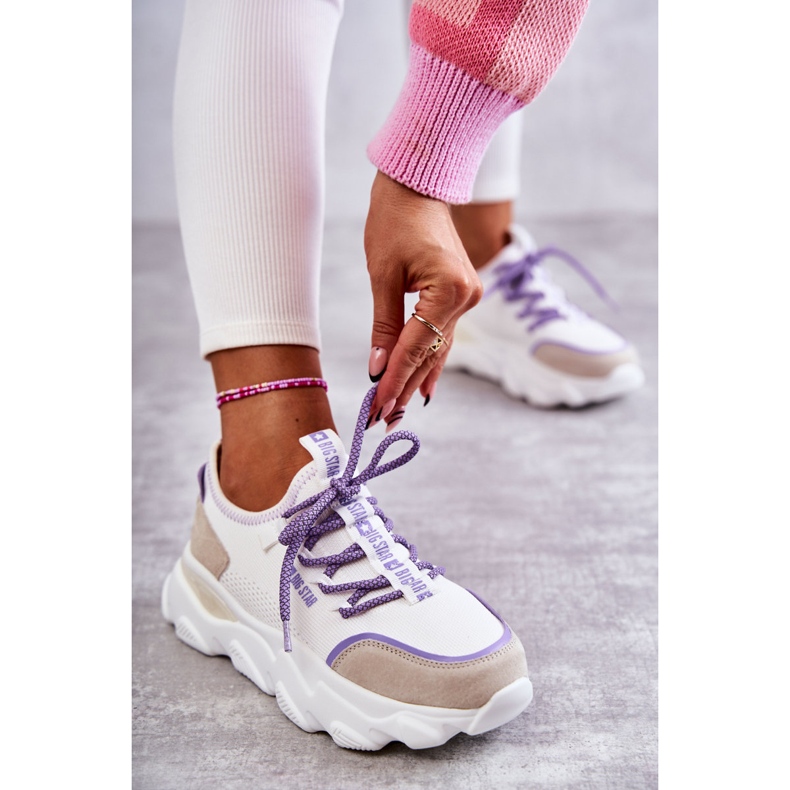 Damen Sneakers Memory Foam System Big Star KK274029 Weiß violett 2