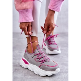 Damen Sneakers Memory Foam System Big Star KK274030 Grau rosa 2