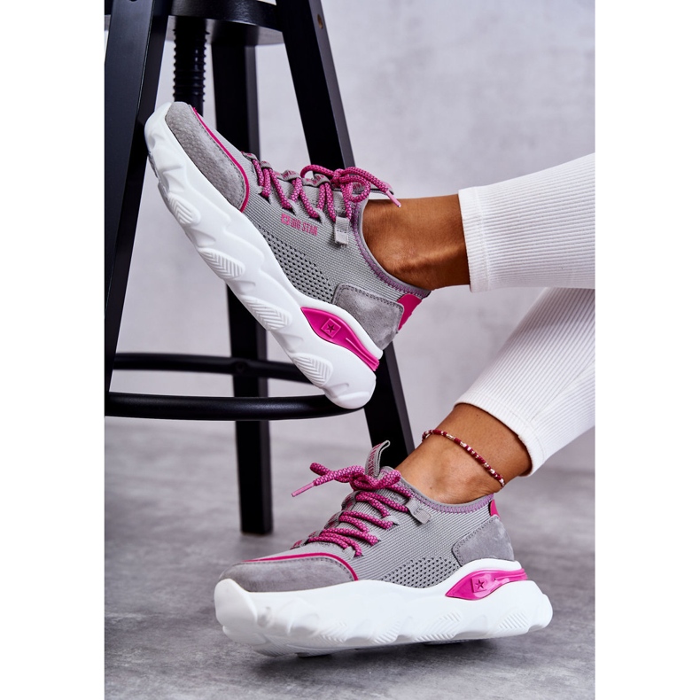 Damen Sneakers Memory Foam System Big Star KK274030 Grau rosa 1