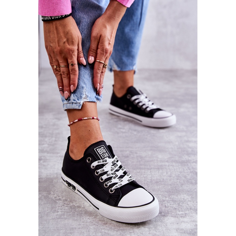 Damen Ledersneaker Big Star KK274096 Schwarz 2