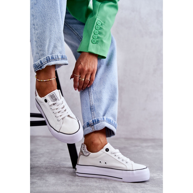 Damen Material Sneakers Big Star KK274037 Weiß 1