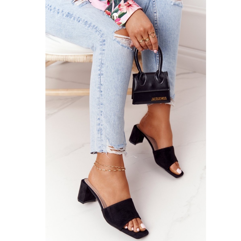 Wildledersandalen mit hohem Absatz S.Barski 238-S1 Schwarz 1