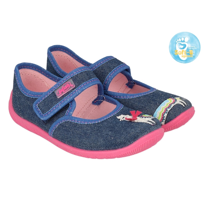Befado Kinderhausschuhe mit Klettverschluss 955X014 Marineblau 2