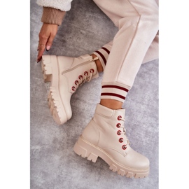 PG1 Lederstiefel-Arbeiter auf beigem Messa-Reißverschluss 1