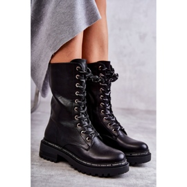 PG1 Hoher warmer Damenstiefel Gebunden Schwarz Darla 1