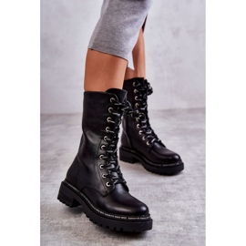 PG1 Hoher warmer Damenstiefel Gebunden Schwarz Darla 2