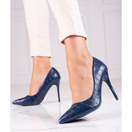 Modische Pumps auf einem Shelovet-Absatz blau 2