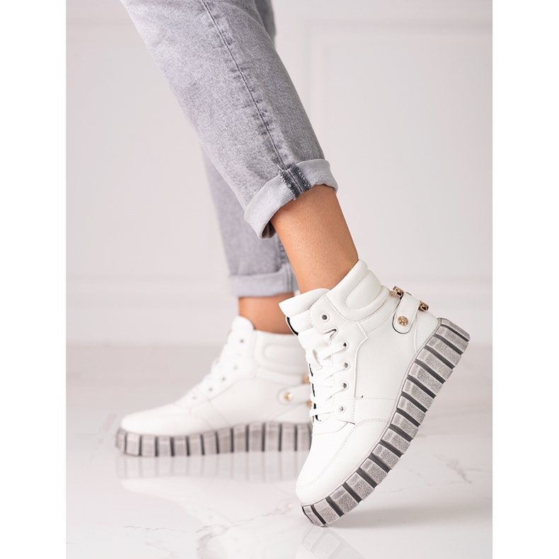 W. Potocki Damen Sportstiefel Potocki weiß auf dem Plateau 1