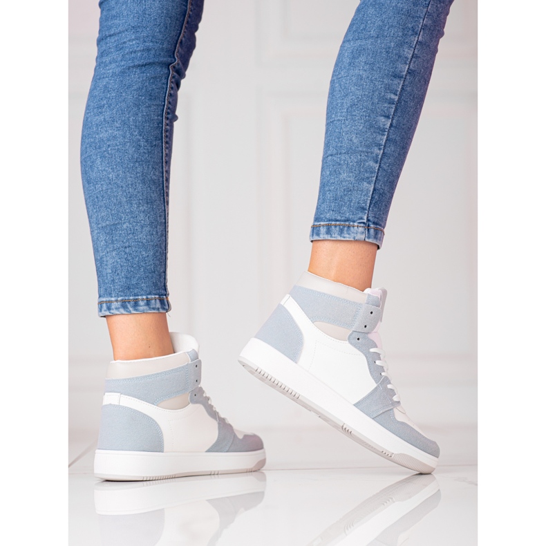 Große weiße und blaue Shelovet-Sneakers für Damen 1