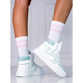 High Shelovet Damensneaker aus ökologischem weißem und grünem Leder 1