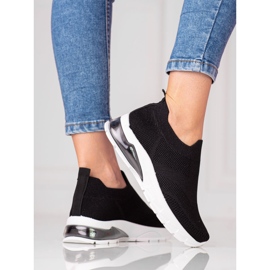 W. Potocki Schwarze Sportturnschuhe für Damen Potocki, Stoff mit Glitzer 1