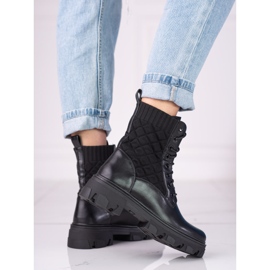 Gesteppte schwarze Damentaschen mit Schnürung von Shelovet 2