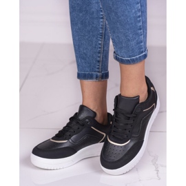 Schwarze Shelovet Damensportschuhe auf weißem Plateau 1