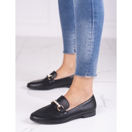 Schwarze Shelovet Damenmokassins mit Perlen 1