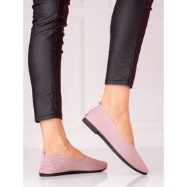 W. Potocki Potocki Damen Stoff Ballerinas mit Glitzer rosa 1