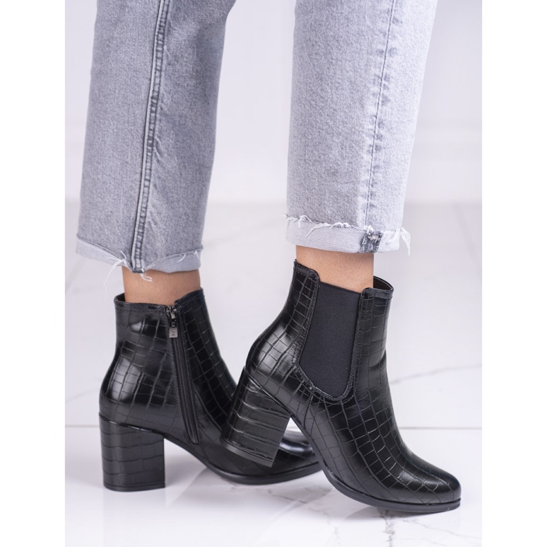 Jodhpur-Stiefel am Shelovet-Pfosten schwarz mit Muster 1