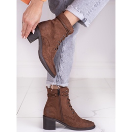 Brauner Shelovet Damenschnürstiefel aus ökologischem Wildleder 2