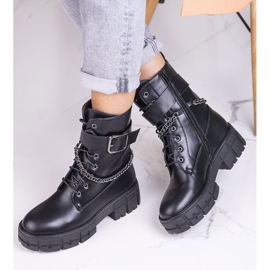 Schwarze Shelovet Damentaschen mit dicker Sohle 1