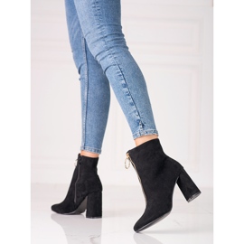 Schwarze Damenstiefel auf dem Shelovet-Posten mit goldenem Reißverschluss 2