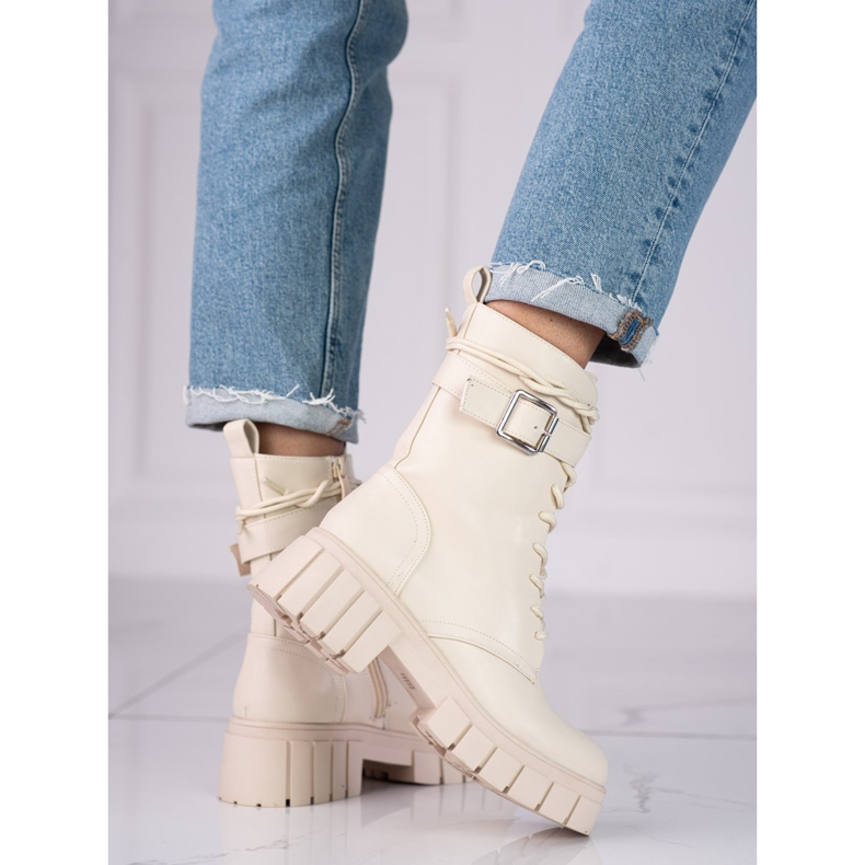 Beige Stiefel für Frauen Shelovet Arbeit 1