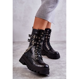 PG1 Hohe Arbeiterstiefel mit Kette Schwarze Schlange Montero 2