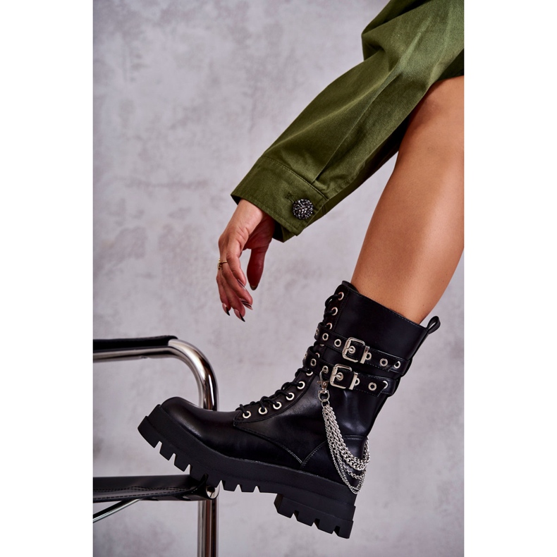 PG1 Hohe Arbeiterstiefel mit Kette Schwarz Montero 1