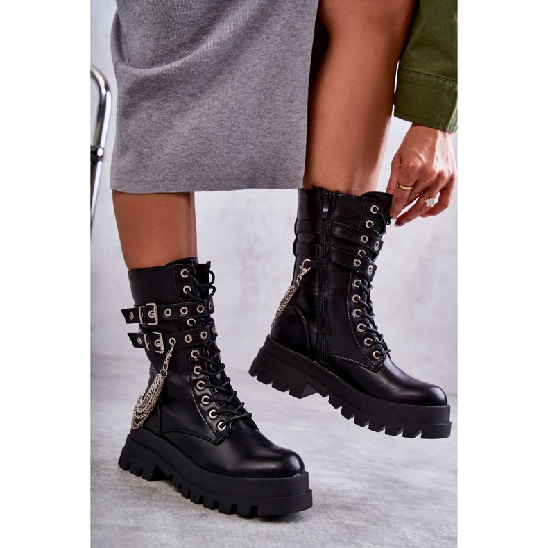 PG1 Hohe Arbeiterstiefel mit Kette Schwarz Montero 2