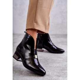 Lederstiefel mit flachem Absatz Laura Messi 2268 Schwarz 1