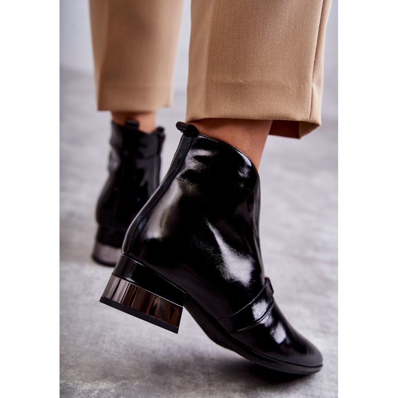 Lederstiefel mit flachem Absatz Laura Messi 2268 Schwarz 2