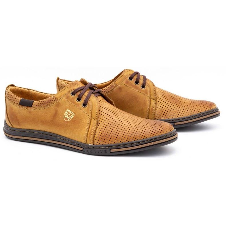 Polbut Leder Herrenschuhe 343 Perforation rot beige 2