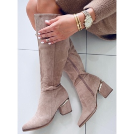 Heather L.KHAKI Stiefel mit hohem Absatz beige 2