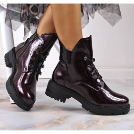 Damenschuhe, lackiert, weinrot, Potocki rotwein 1