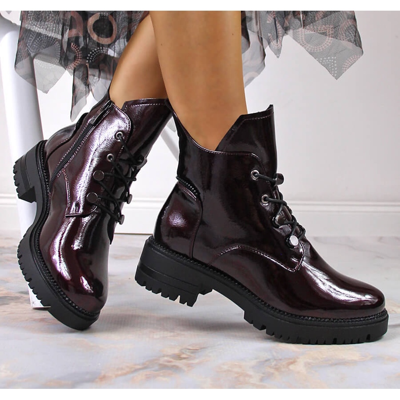 Damenschuhe, lackiert, weinrot, Potocki rotwein 1