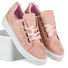 Ideal Shoes Turnschuhe mit einem Band gebunden rosa 1