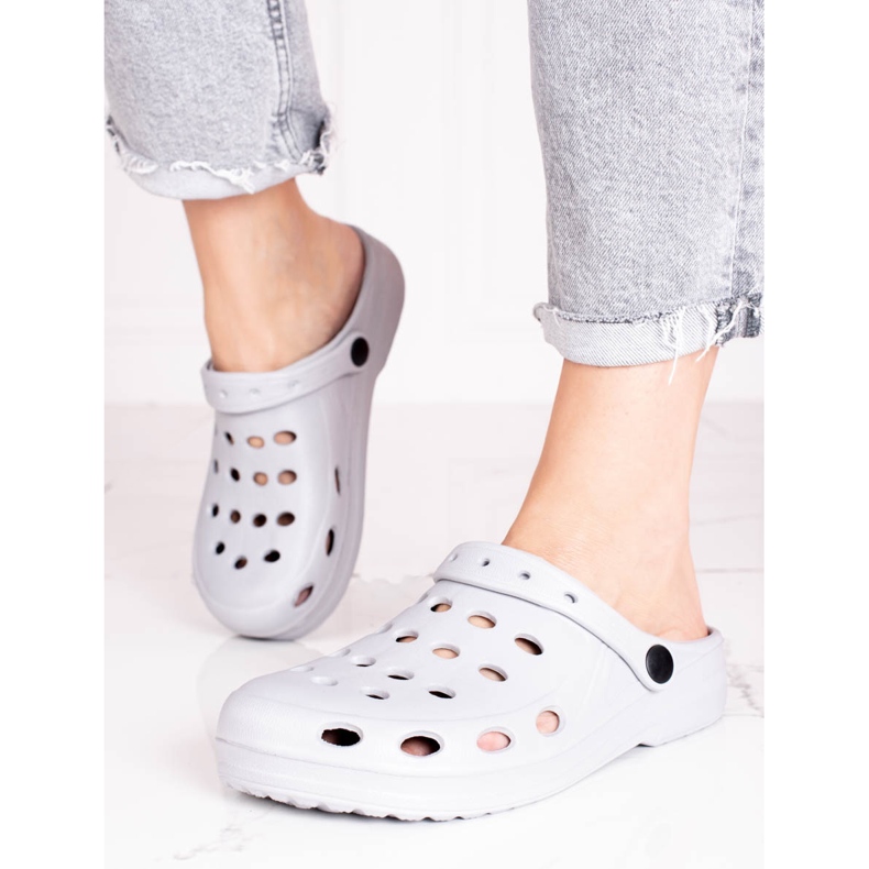 Leichte graue Shelovet-Hausschuhe für Damen 1