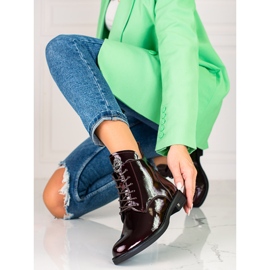 W. Potocki Lackierter eleganter Potocki Damenstiefel mit Schnürung rotwein rot 1